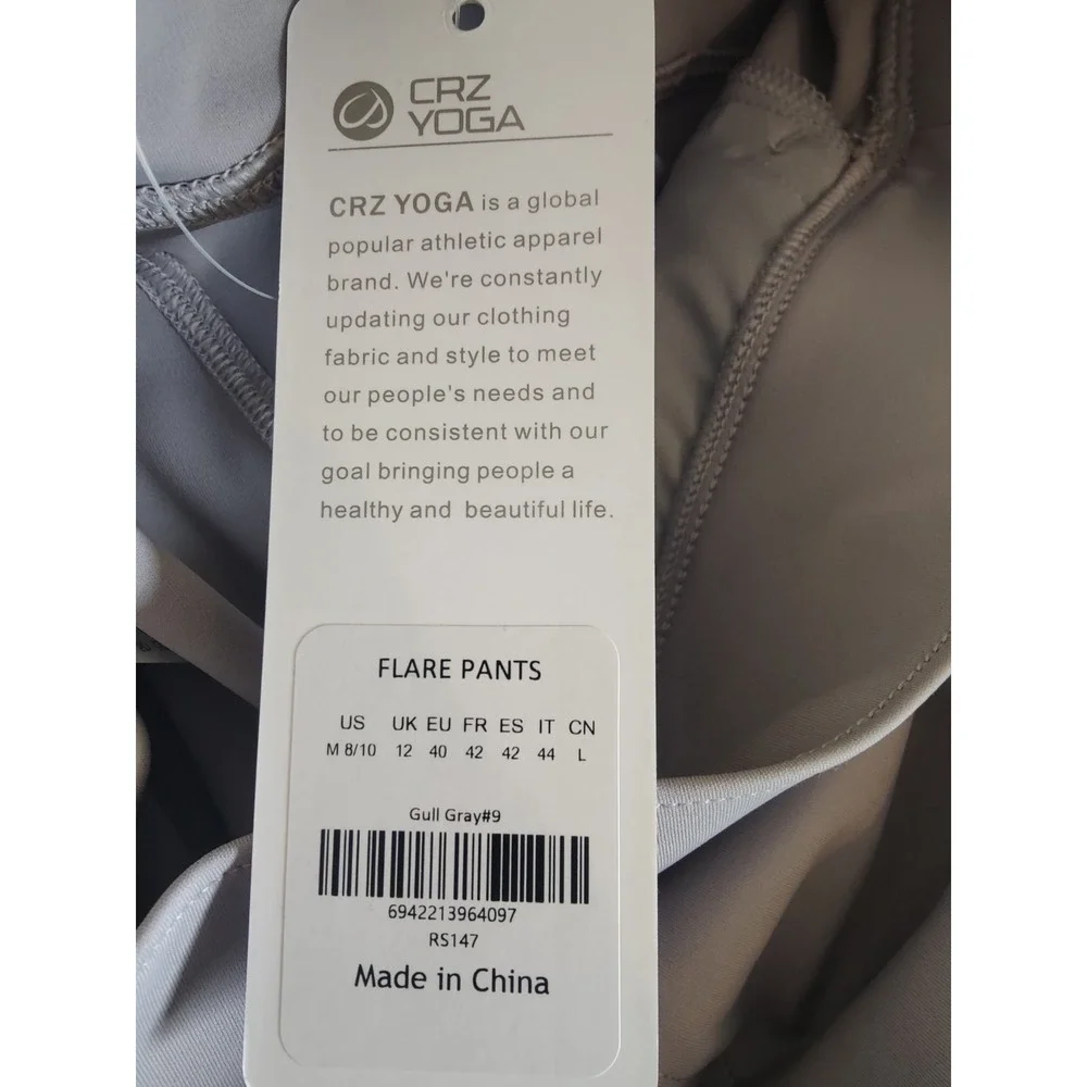 Crz Yoga Purplish-Gray Pull On Athletic Athleisurewear Pants Flare M NWT (28x32)